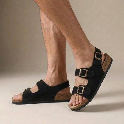 Sandalias Hombre Suela de Corcho Cierre de Hebilla