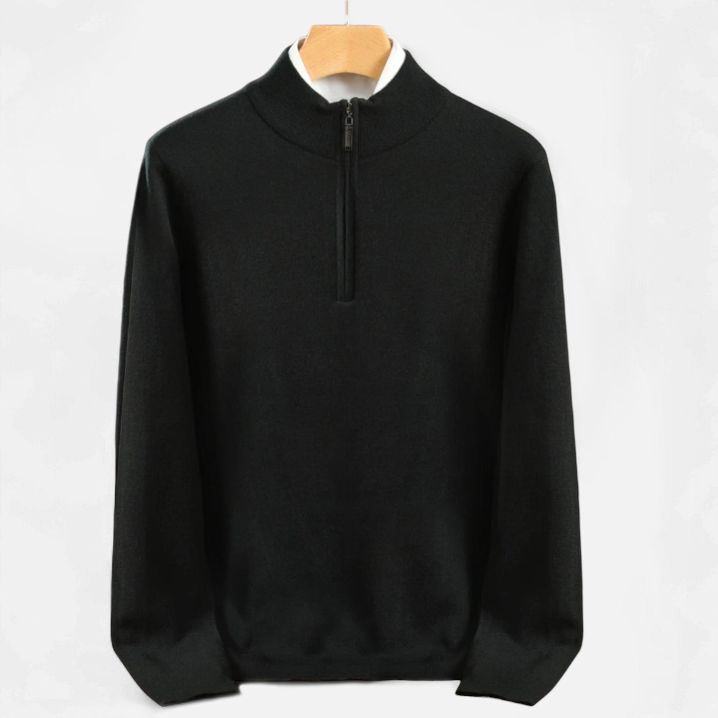 Suéter Hombre Lana Merino Media Cremallera Cuello Semi Alto