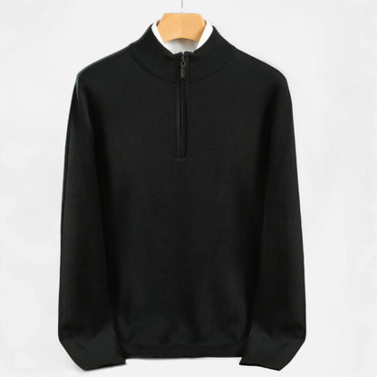 Suéter Hombre Lana Merino Media Cremallera Cuello Semi Alto
