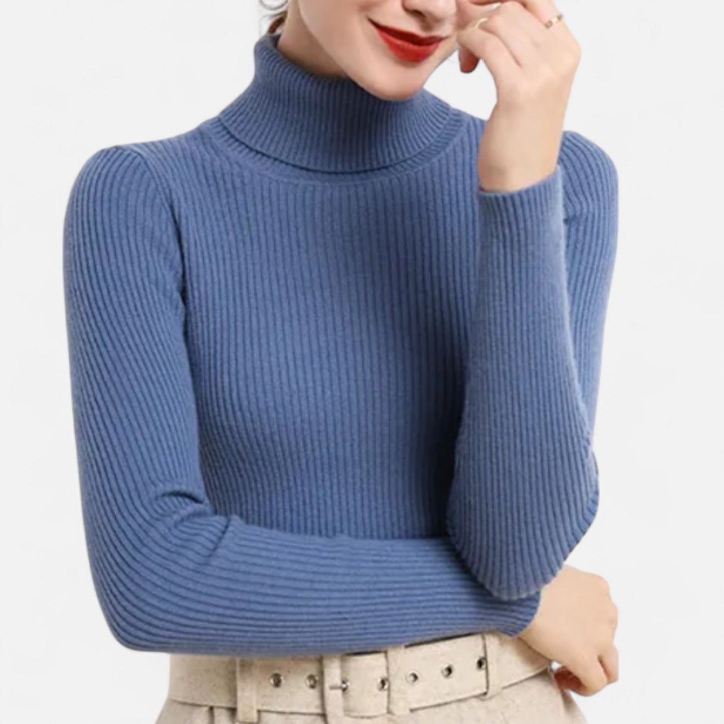 Jersey Mujer de Cachemira Cuello Alto Elegante