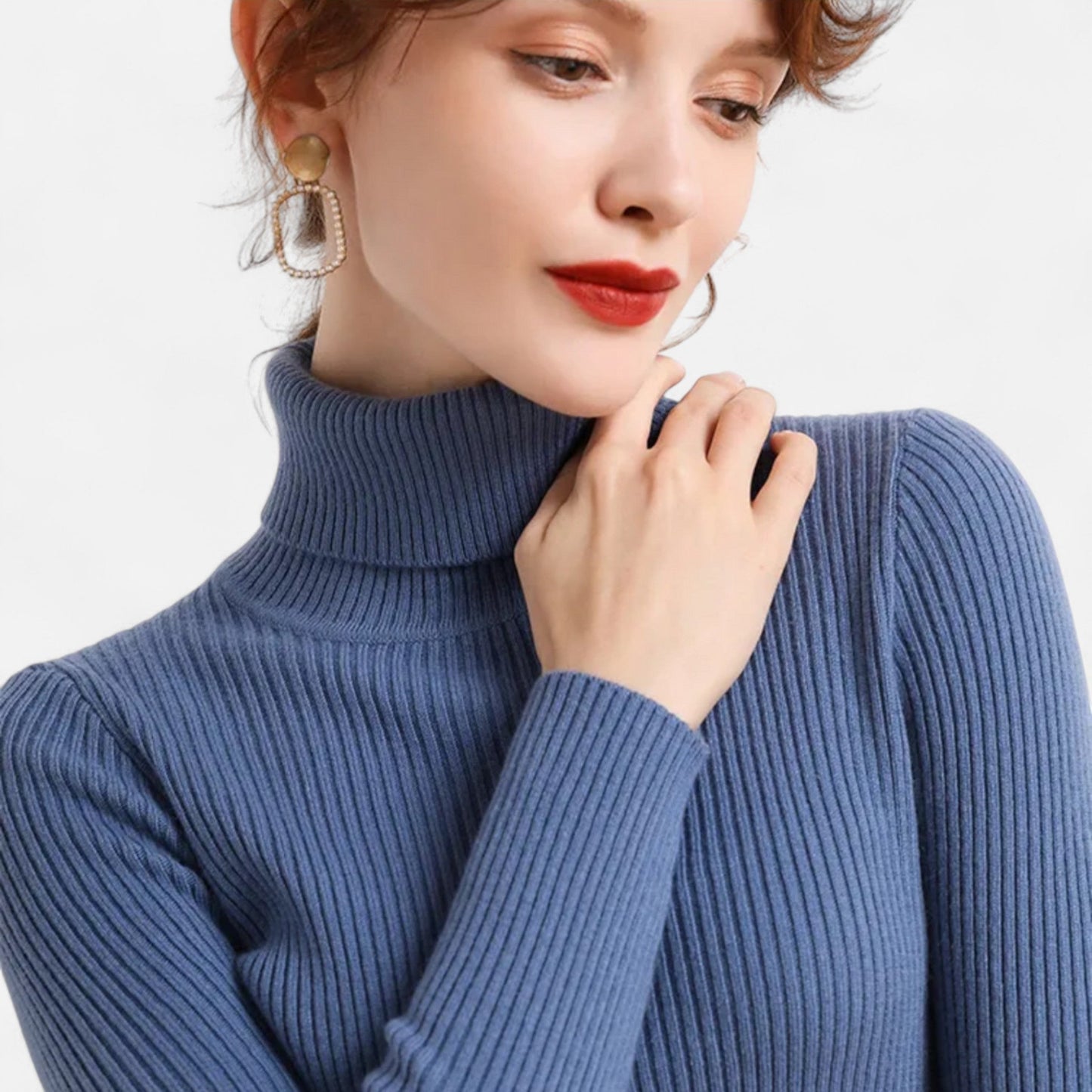 Jersey Mujer de Cachemira Cuello Alto Elegante