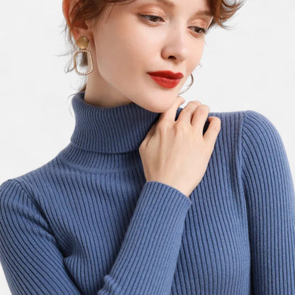 Jersey Mujer de Cachemira Cuello Alto Elegante