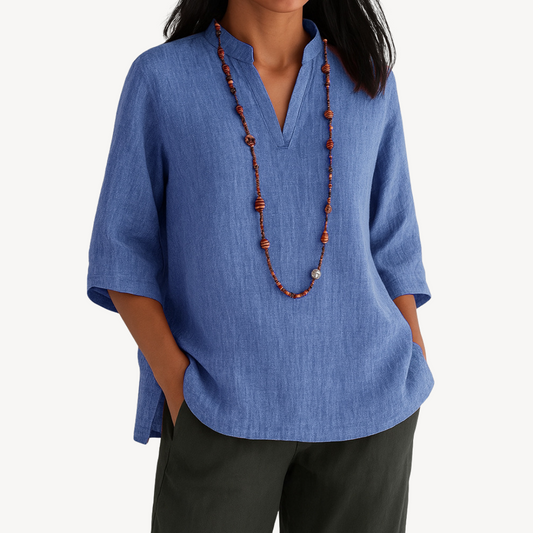 Blusa túnica mujer Manga tres cuartos Escote en V - Mavetta