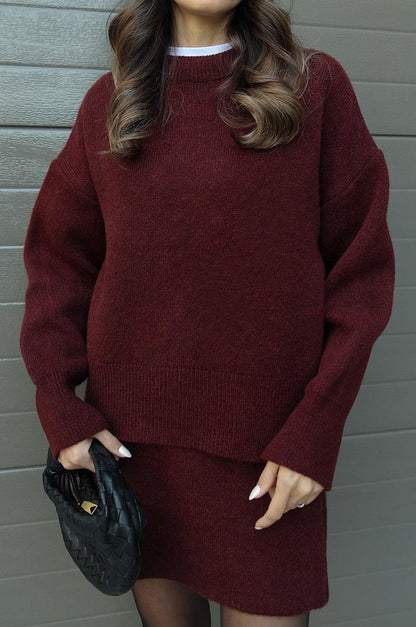 Conjunto Mujer Minifalda y Jersey Oversize Ajuste Holgado