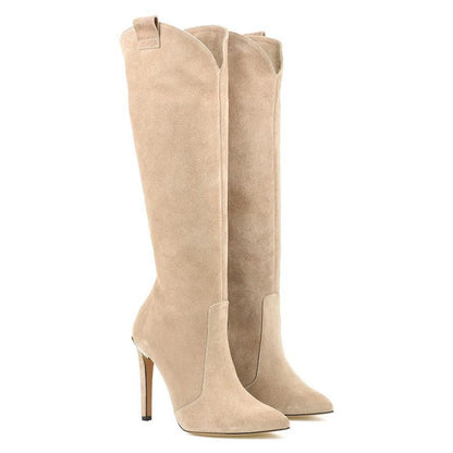 Botas largas mujer estilo vintage tacón alto elegante