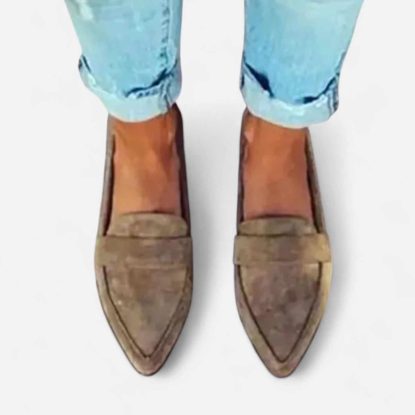Mocasines Mujer Gamuza Sintética Punta Fina Estilo Retro