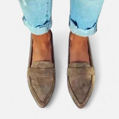 Mocasines Mujer Gamuza Sintética Punta Fina Estilo Retro