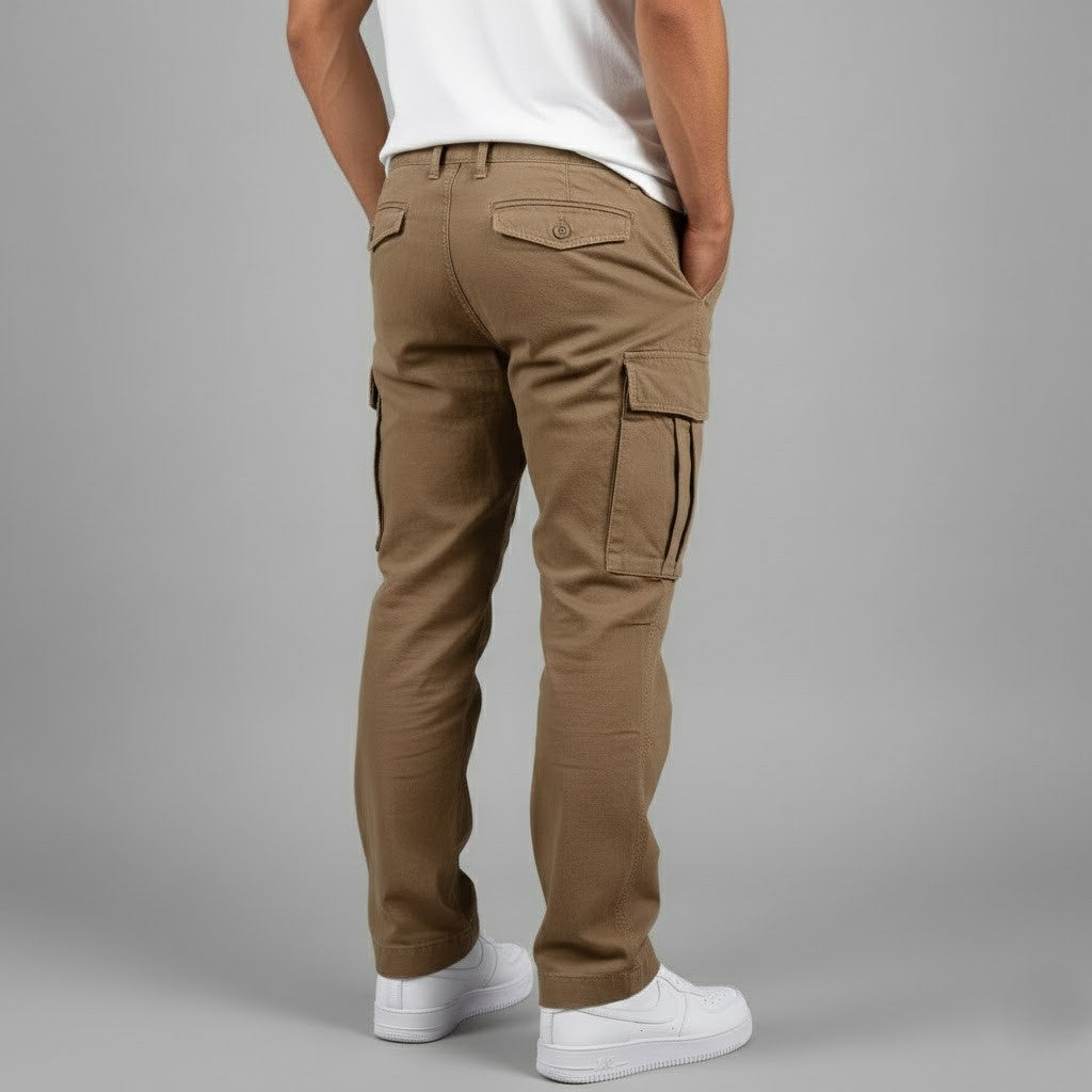 Pantalones cargo hombre Algodón Bolsillos Laterales Corte Relajado