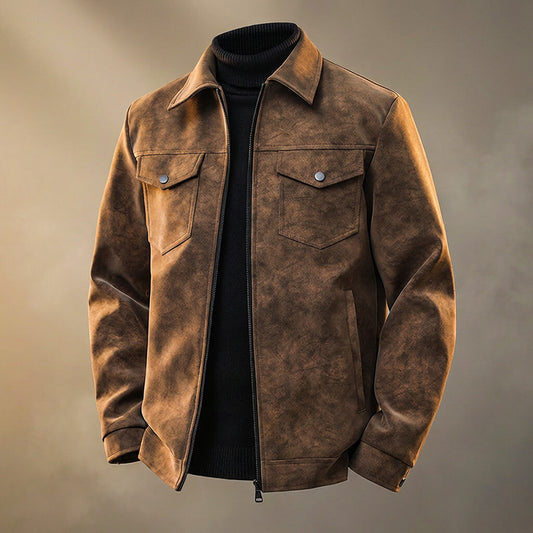 Chaqueta Hombre de Cuero Silueta Retro Varios Bolsillos - Mavetta