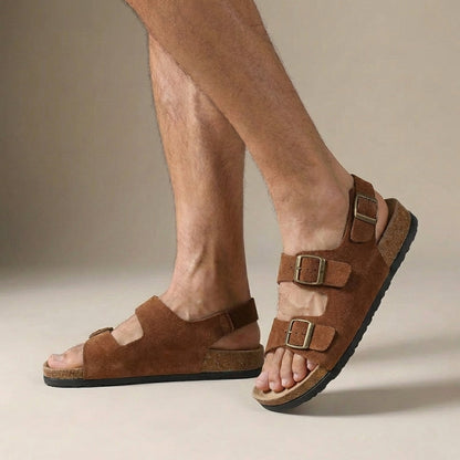 Sandalias Hombre Suela de Corcho Cierre de Hebilla