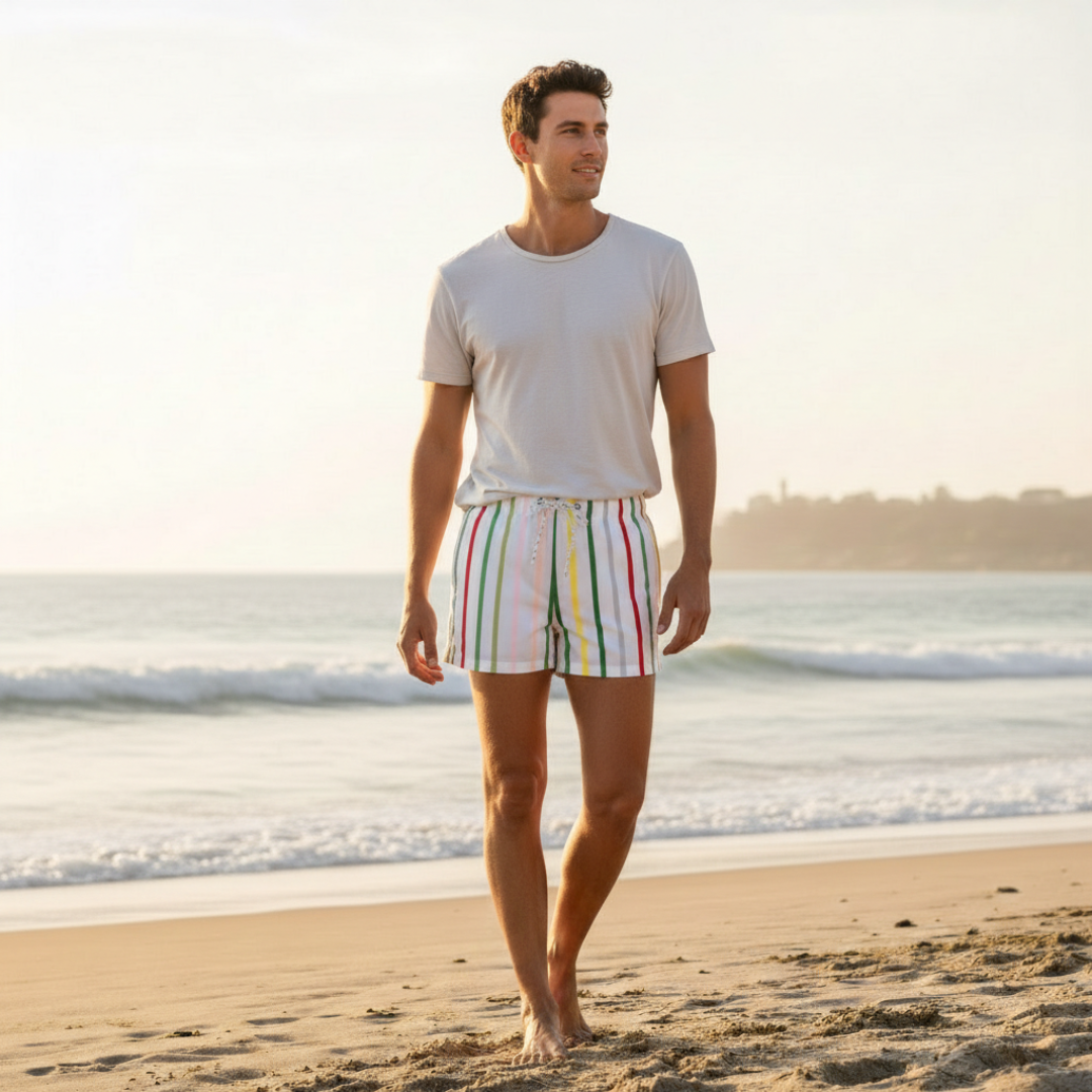 Bañador Hombre con Cintura Elástica y Cordón Ajustable