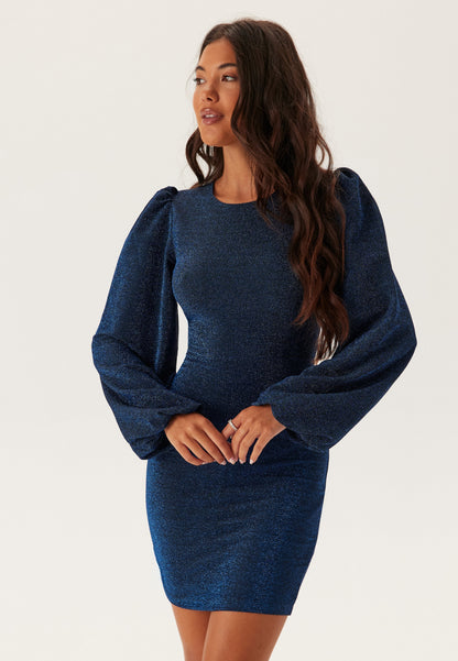 Vestido mini mujer ajustado manga larga con brillo