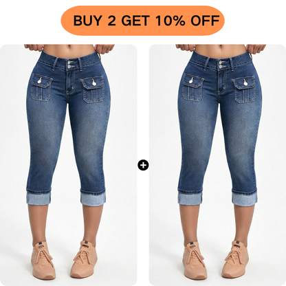 Pantalones Capri Mujer Denim Ajustados Moldeadores