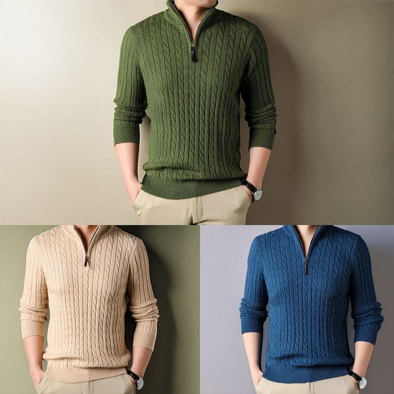 Jersey Hombre de Punto Trenzado Ajuste Clásico