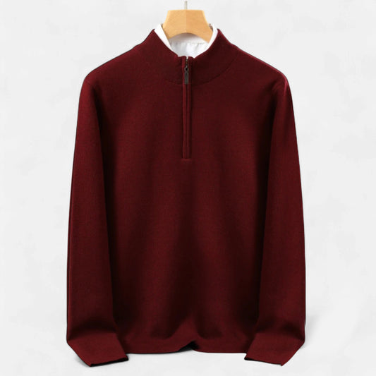 Suéter Hombre Lana Merino Media Cremallera Cuello Semi Alto - Mavetta