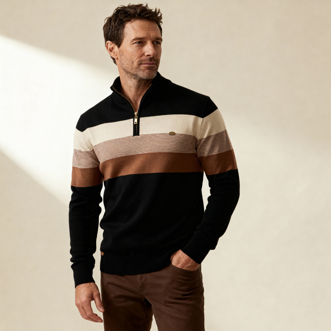 Jersey Hombre con Cremallera Cuello Alto Ajuste Regular