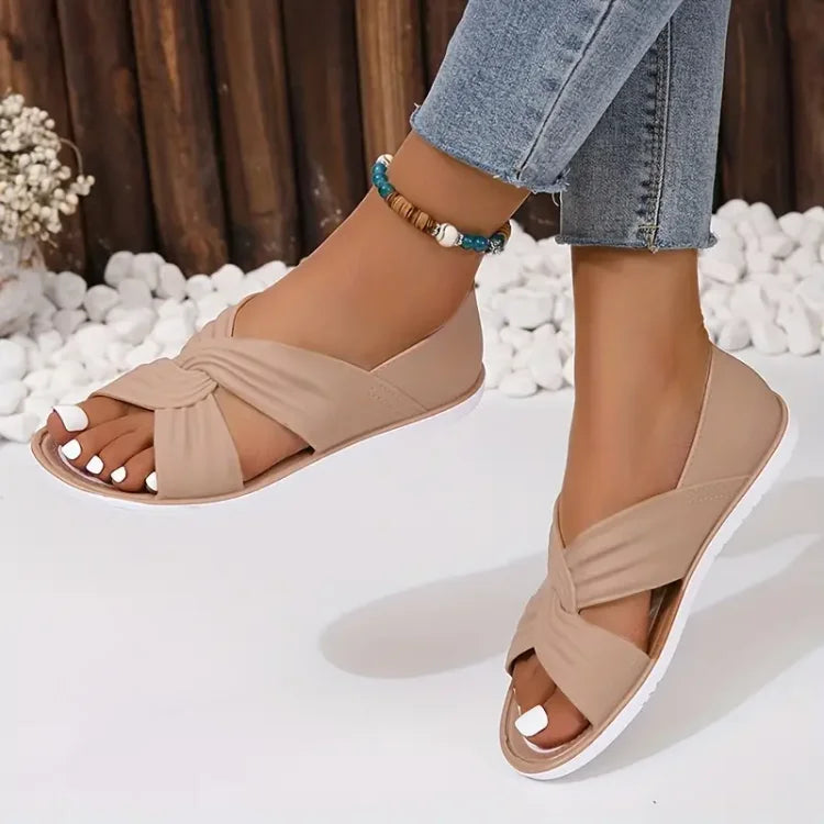 Sandalias Mujer de Cuero Diseño de Nudos Comodas Verano