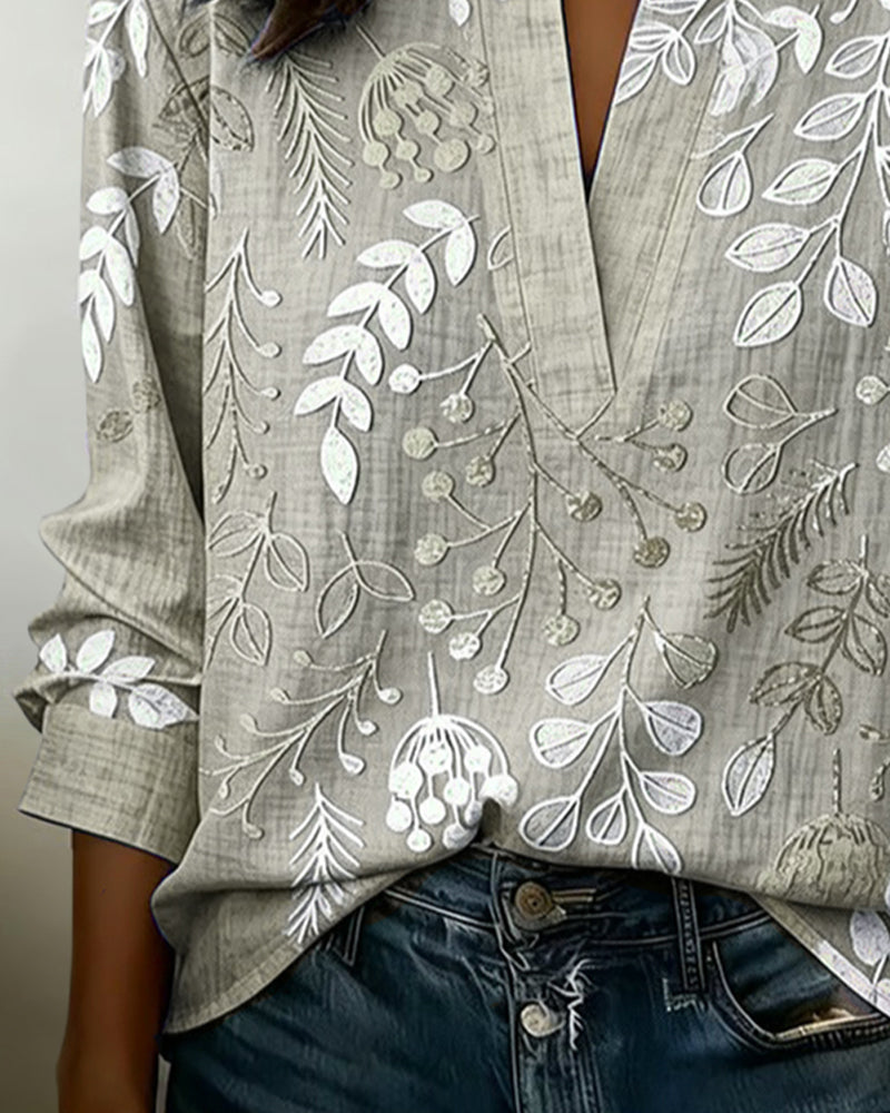 Blusa mujer ligera cuello en V floral verano