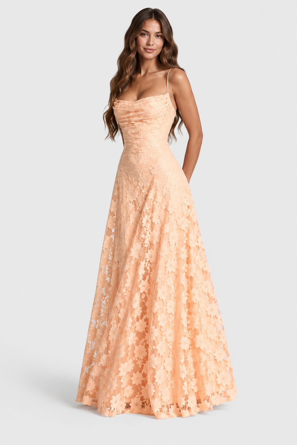 Vestido Largo Mujer de Encaje Floral Ajuste Suelto