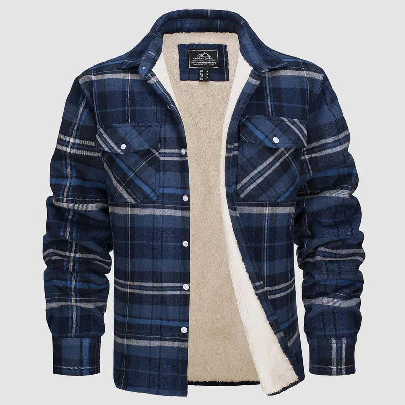 Chaqueta Hombre de Cuadros con Forro Sherpa Ajuste Clásico