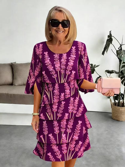 Vestido midi mujer con volantes escalonados y mangas abiertas