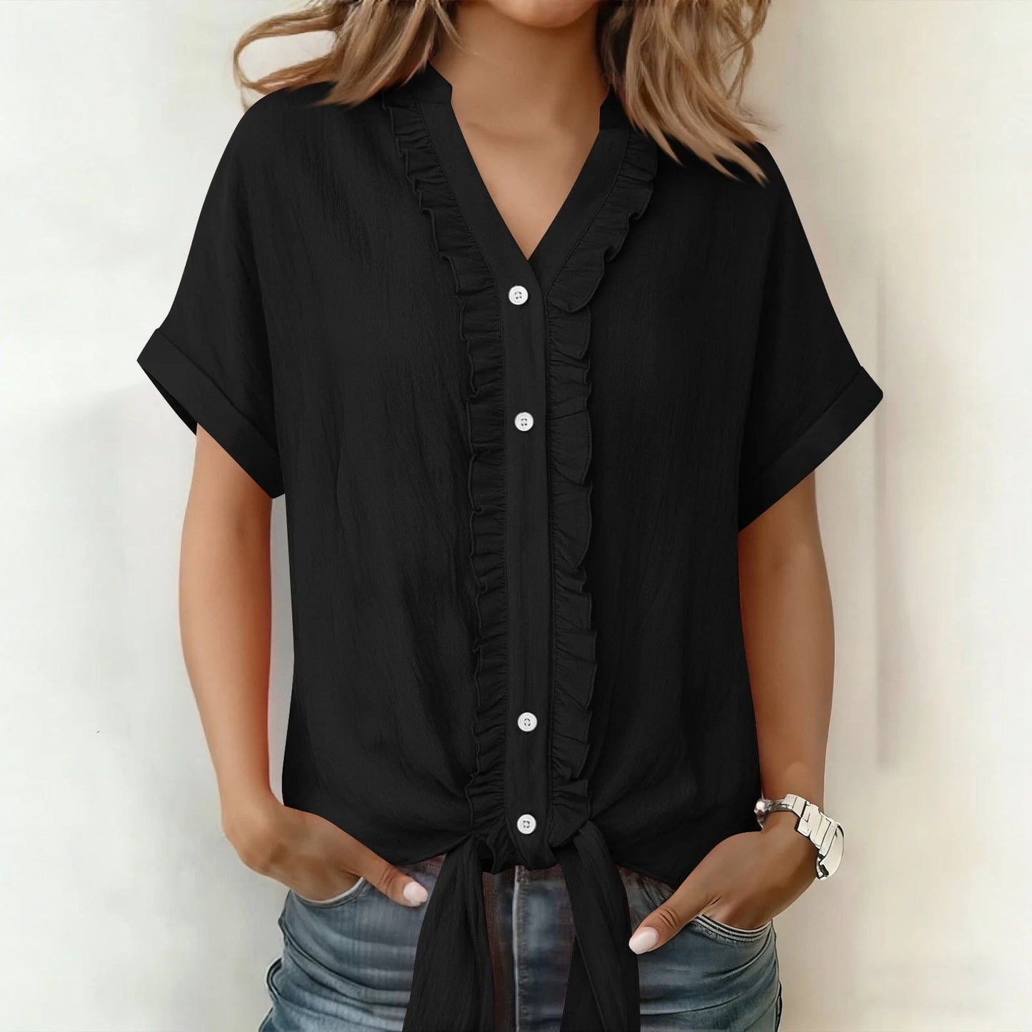 Blusa Mujer Algodón Cuello en V Corte Casual - Mavetta