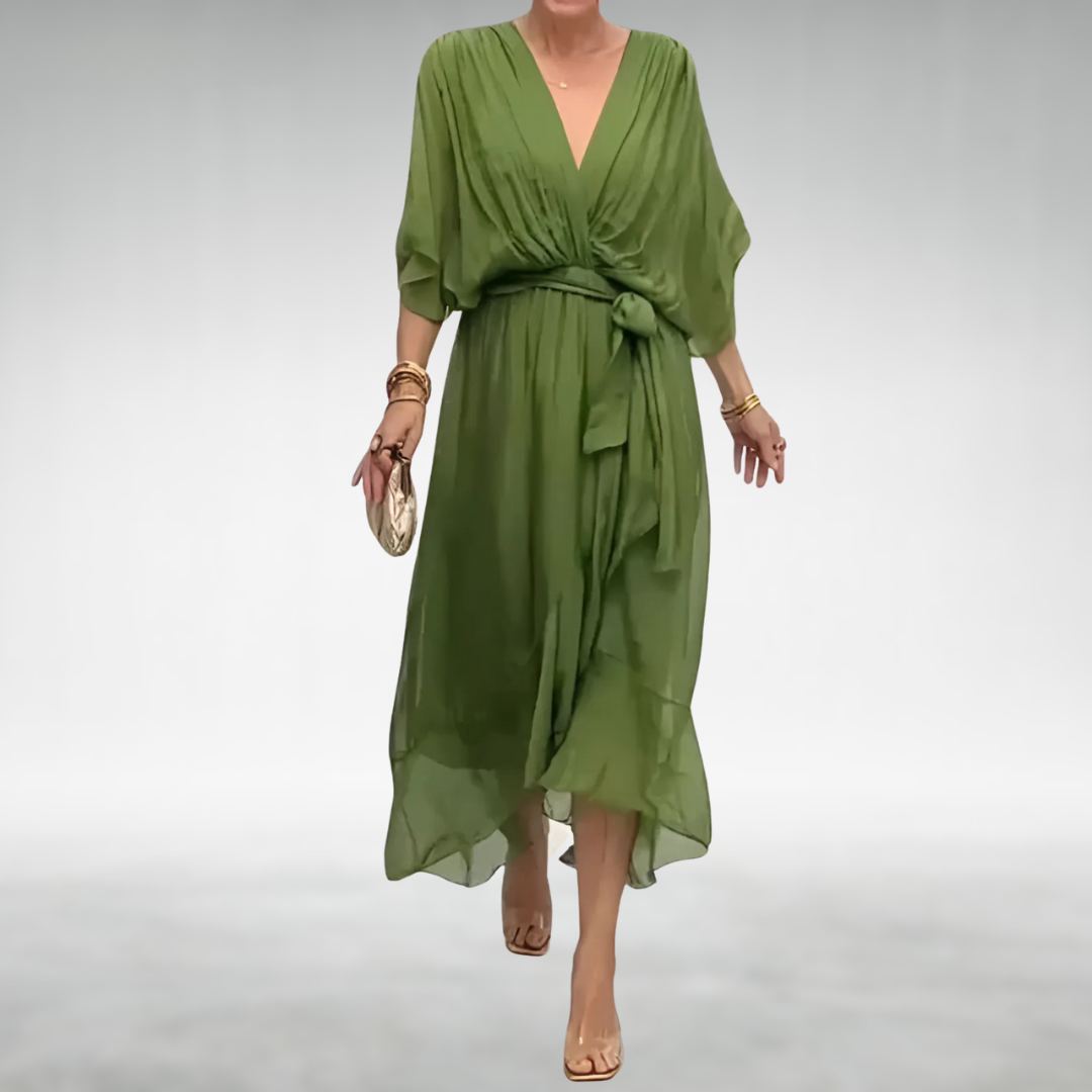 Vestido largo mujer escote en V elegante - Mavetta