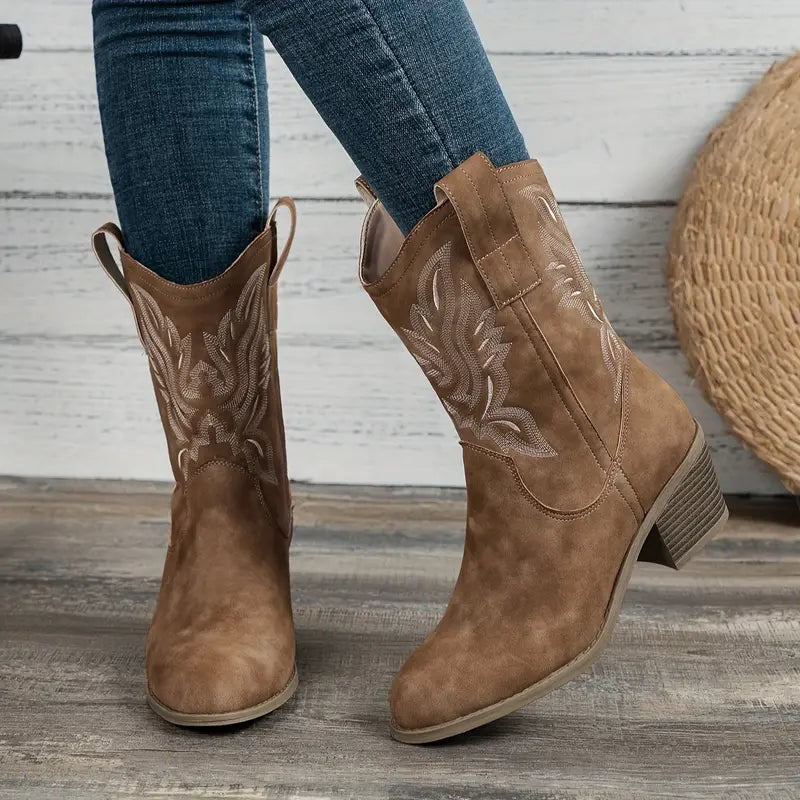 Botines Mujer estilo Retro Tacón Grueso