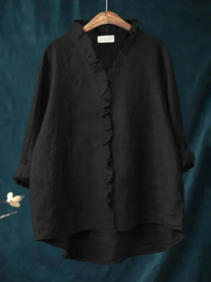 Camisa Mujer Informal con Volantes Ajuste Regular