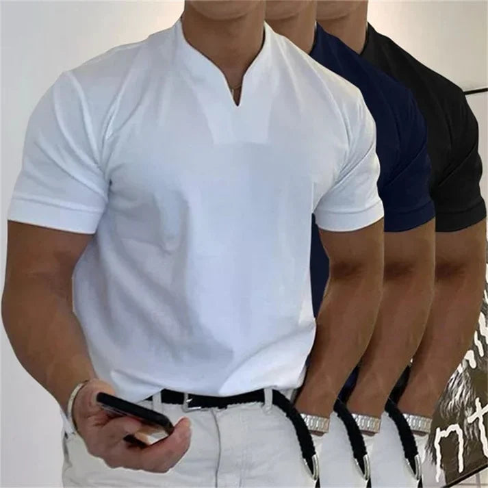 Camiseta Hombre Cuello en V Transpirable Corte Clásico