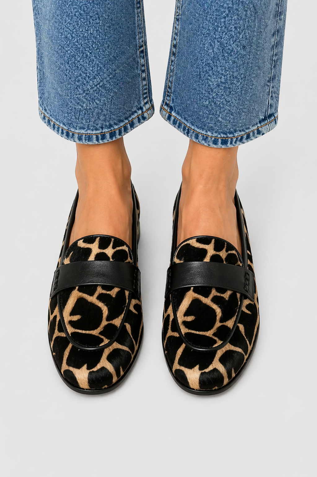 Mocasines Mujer Piel Estampado Animal Ajuste Clásico - Mavetta