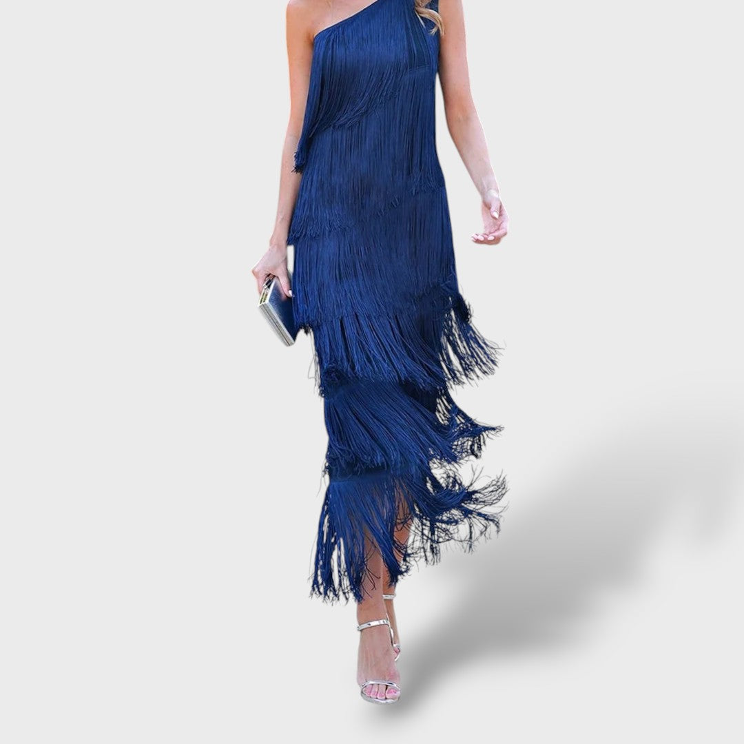 Vestido largo mujer con borlas estilo elegante