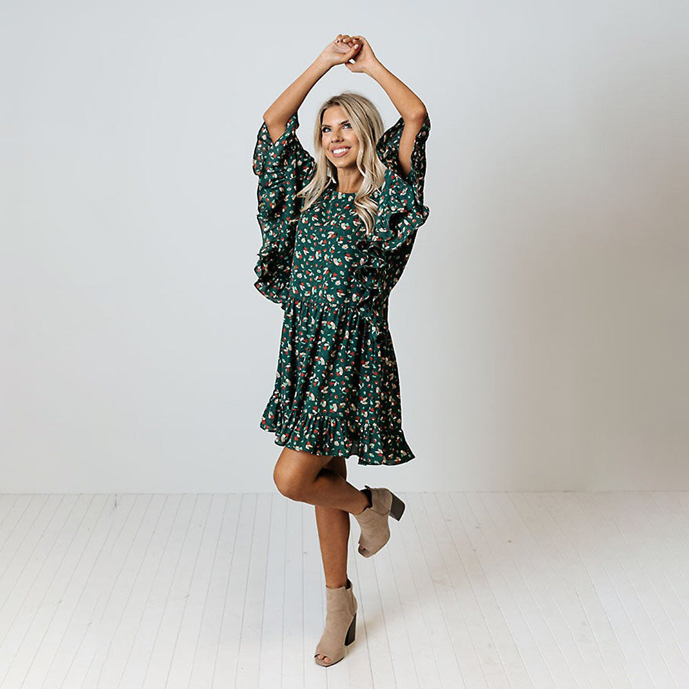 Vestido Corto Mujer Estampado Bohemio Mangas Sueltas - Mavetta