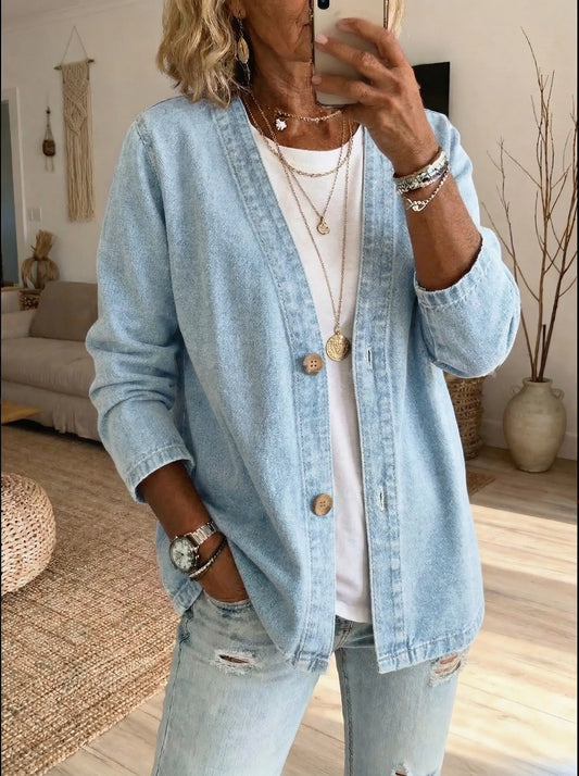 Cárdigan mujer de mezclilla ligera estilo casual - Mavetta