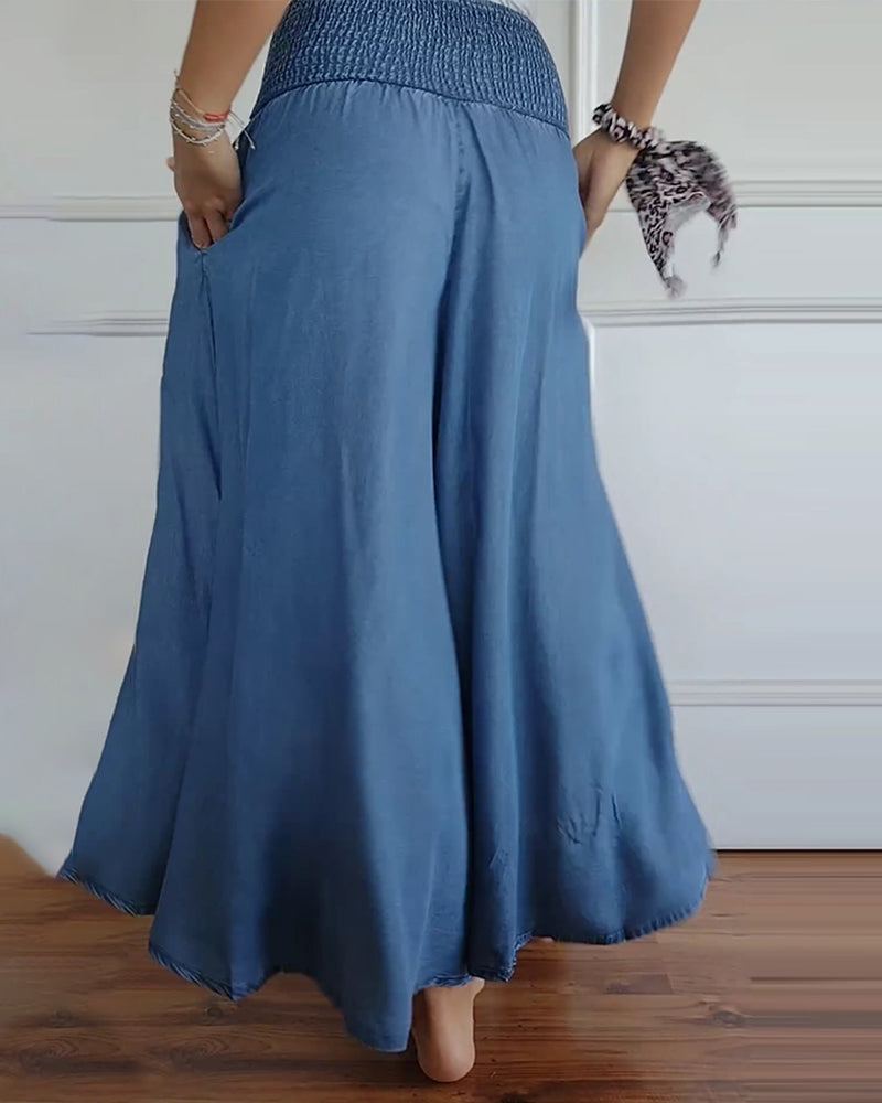 Pantalón Lounge Mujer Pierna Ancha Cintura Alta