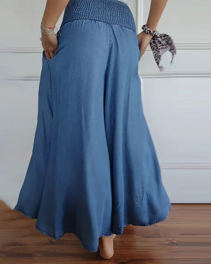 Pantalón Lounge Mujer Pierna Ancha Cintura Alta