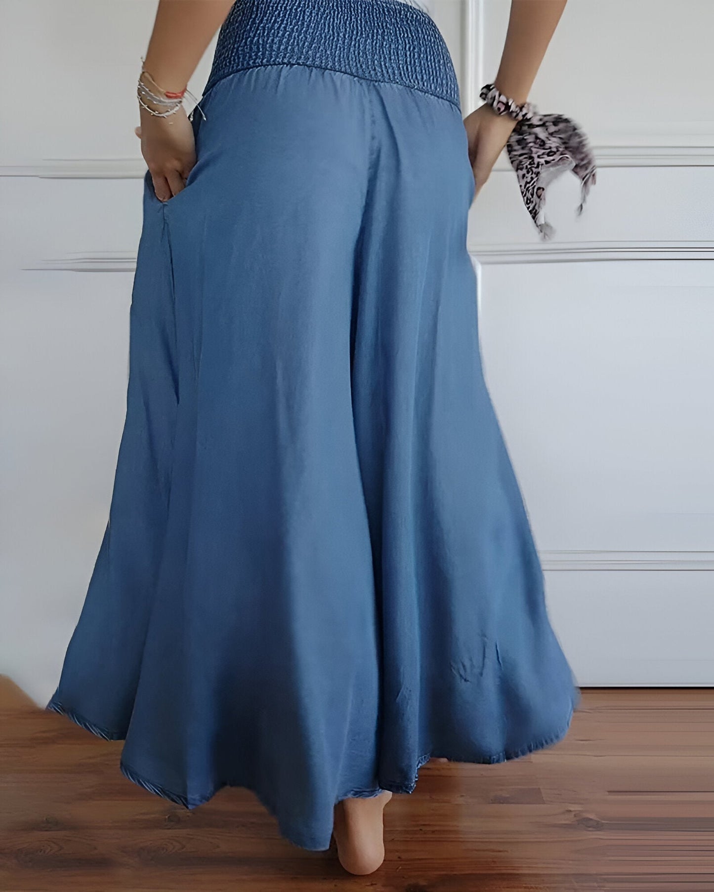 Pantalón Mujer Fluido Cintura Elástica Corte Amplio