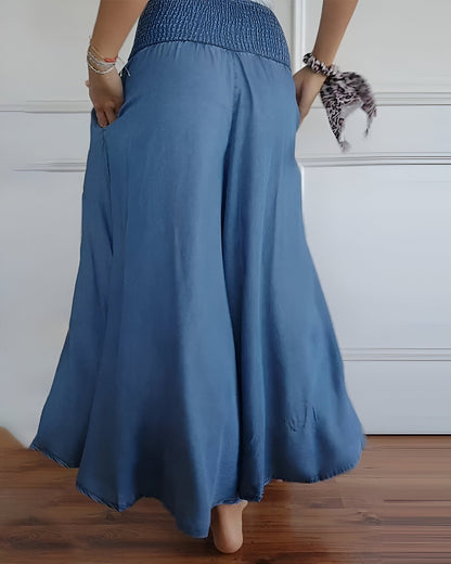 Pantalón Mujer Fluido Cintura Elástica Corte Amplio