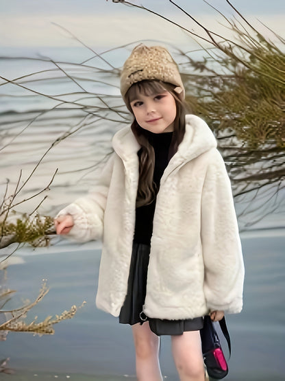 Chaqueta Niña de Felpa con Capucha y Orejitas