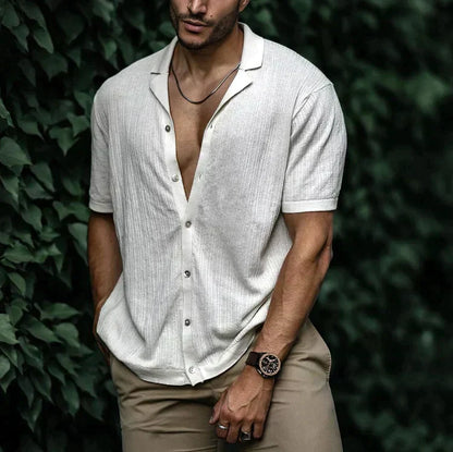 Camisa Hombre Verano Algodón Manga Corta Corte Relajado