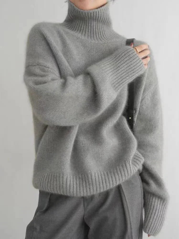 Jersey Mujer de Cachemir Cuello Alto Corte Atemporal