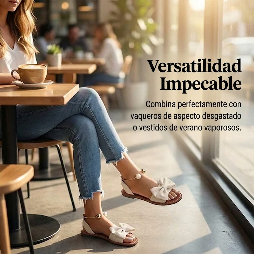 Sandalias Mujer de Tiras con Detalle de Perla Elegantes