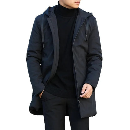 Chaqueta larga hombre impermeable con capucha invierno