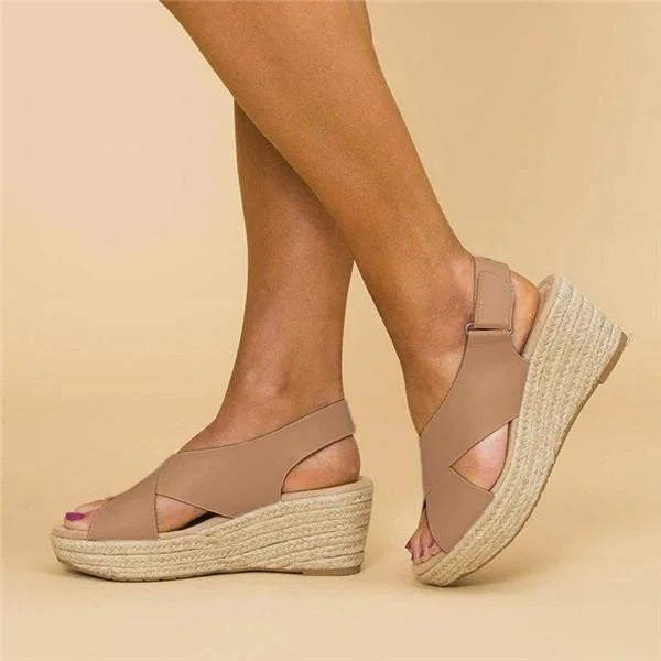 Sandalias Cuña Mujer con Tiras Cruzadas Veraniegas