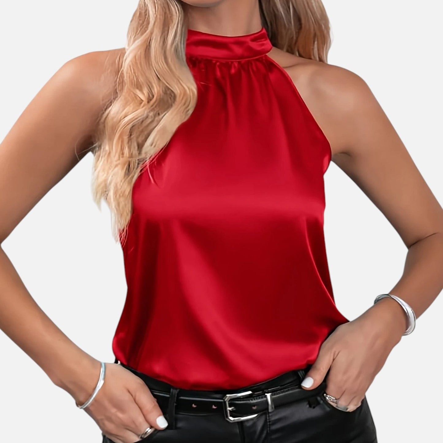 Blusa Mujer de Satén Cuello Halter Ajuste Slim - Mavetta