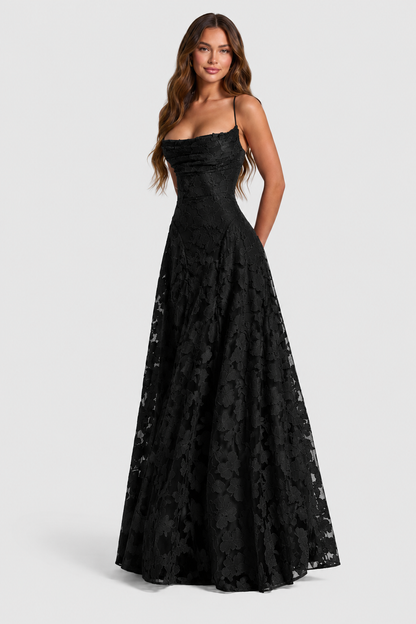 Vestido Largo Mujer de Encaje Floral Ajuste Holgado