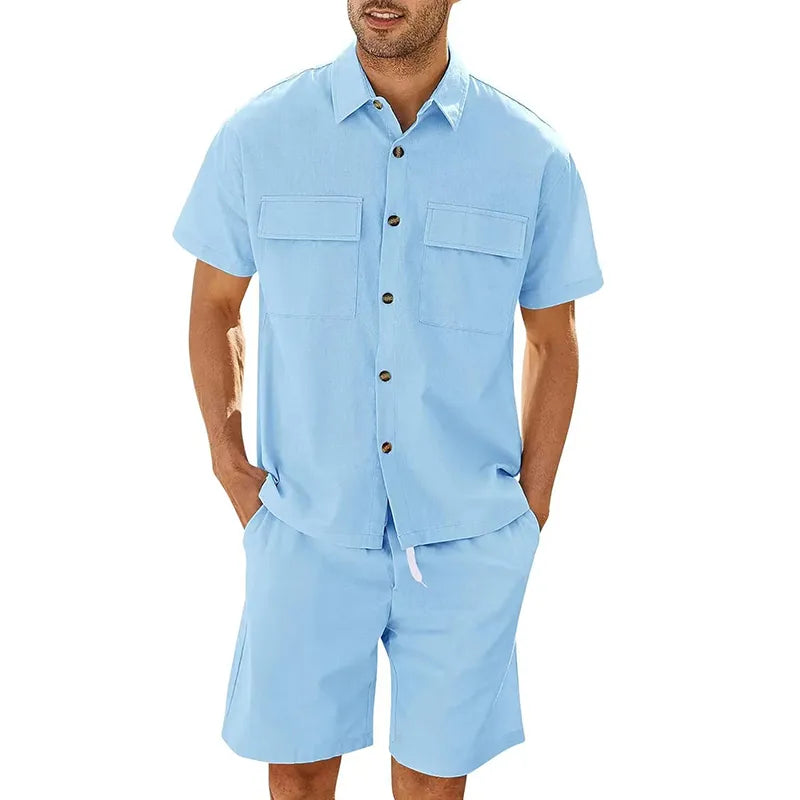 Conjunto Veraniego Hombre Camiseta Algodón y Pantalón Corto