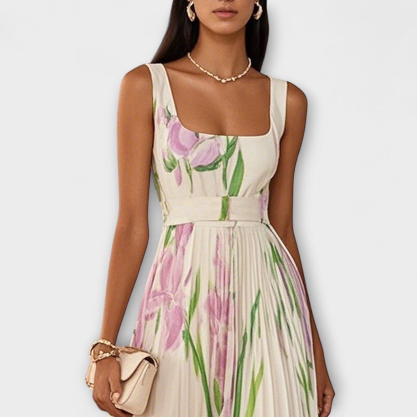 Vestido maxi mujer sin mangas estampado floral fluido
