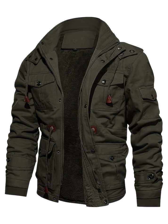 Chaqueta Hombre Forro Polar Táctica Múltiples Bolsillos
