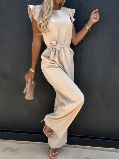 Mono Mujer Pantalón Ancho Cinturón Ajustable Elegante